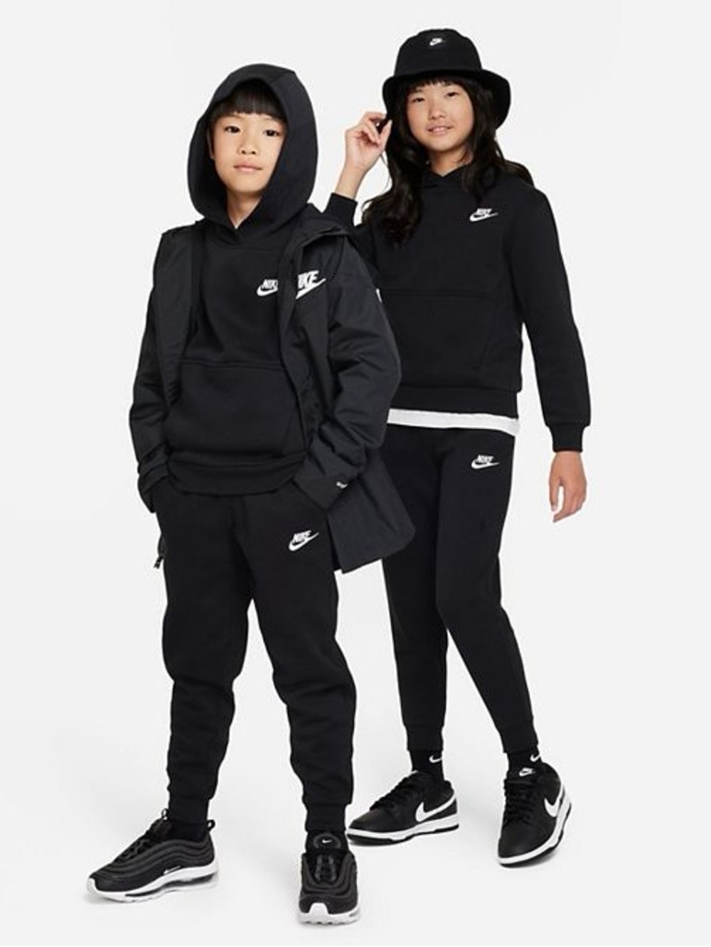 Nike Black Kid’s Jogger Sweatpants with White Swoosh